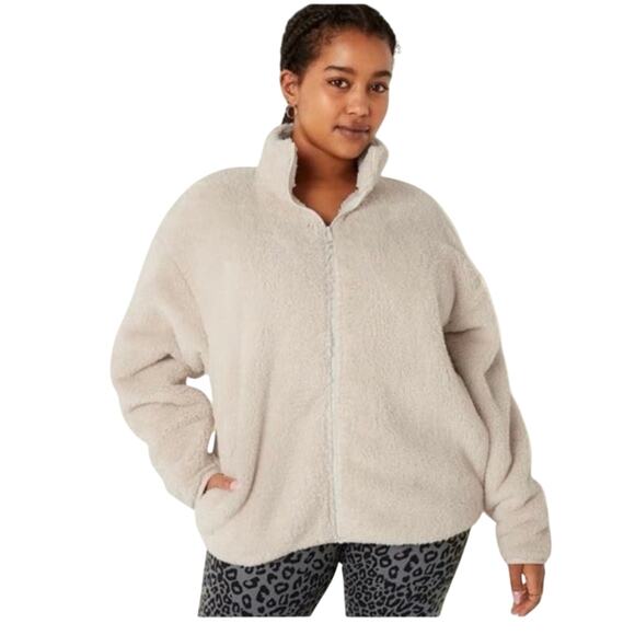 PINK Victoria’s Secret Woman’s Teddy Fleece Zip Up Jacket Size Medium - Picture 14 of 15